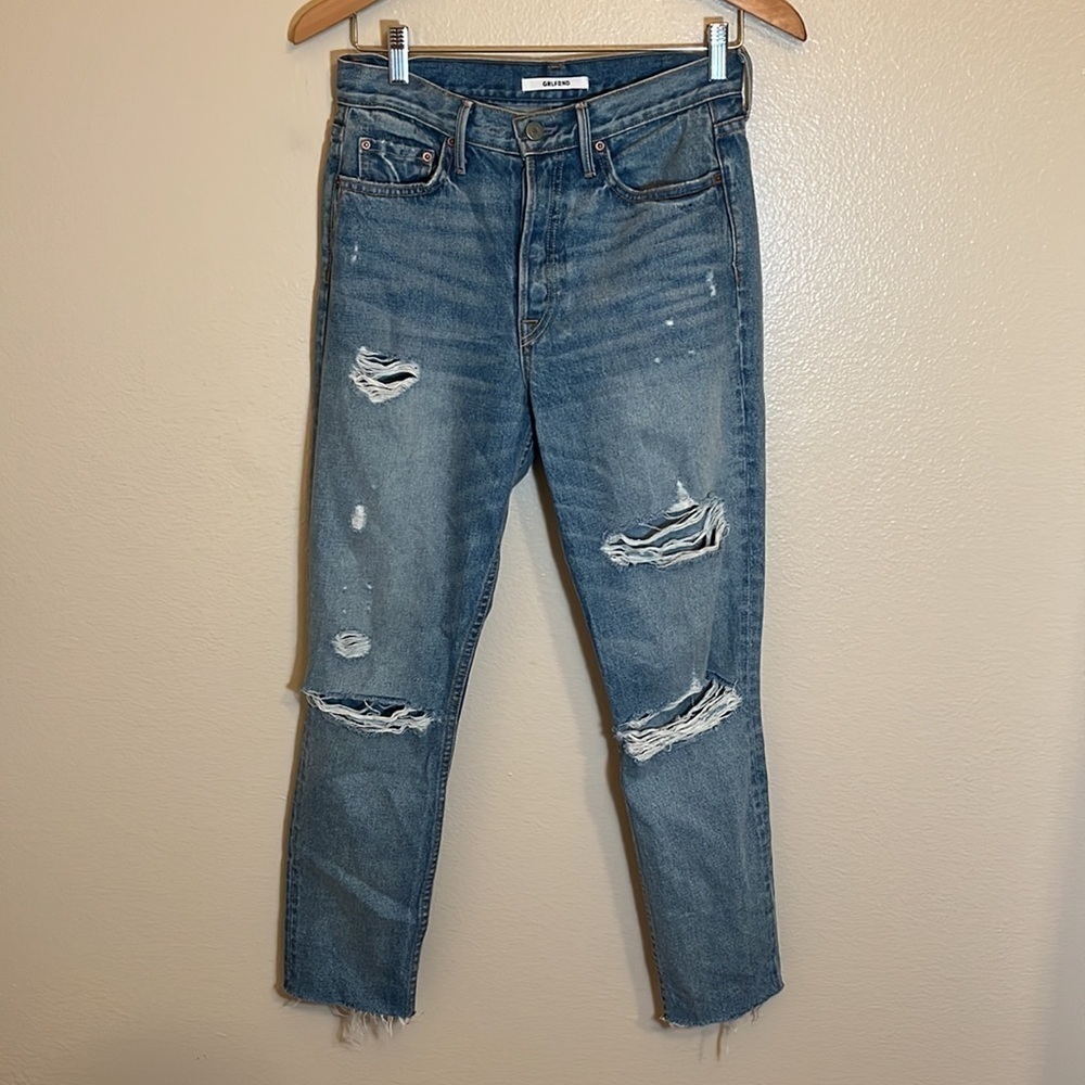 Grlfrnd Karolina Blue Distressed Ankle Jeans